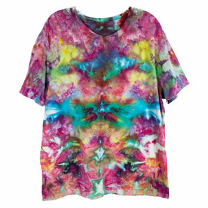 Structure XXL Top Tee Shirt Tie Dye Moulin Rouge Pink Blue‎ Short Sleeve 1264